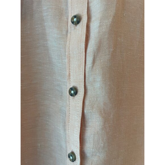 Peach Button-Up Linen Blouse By J. Crew Made in India - Picture 5 of 14